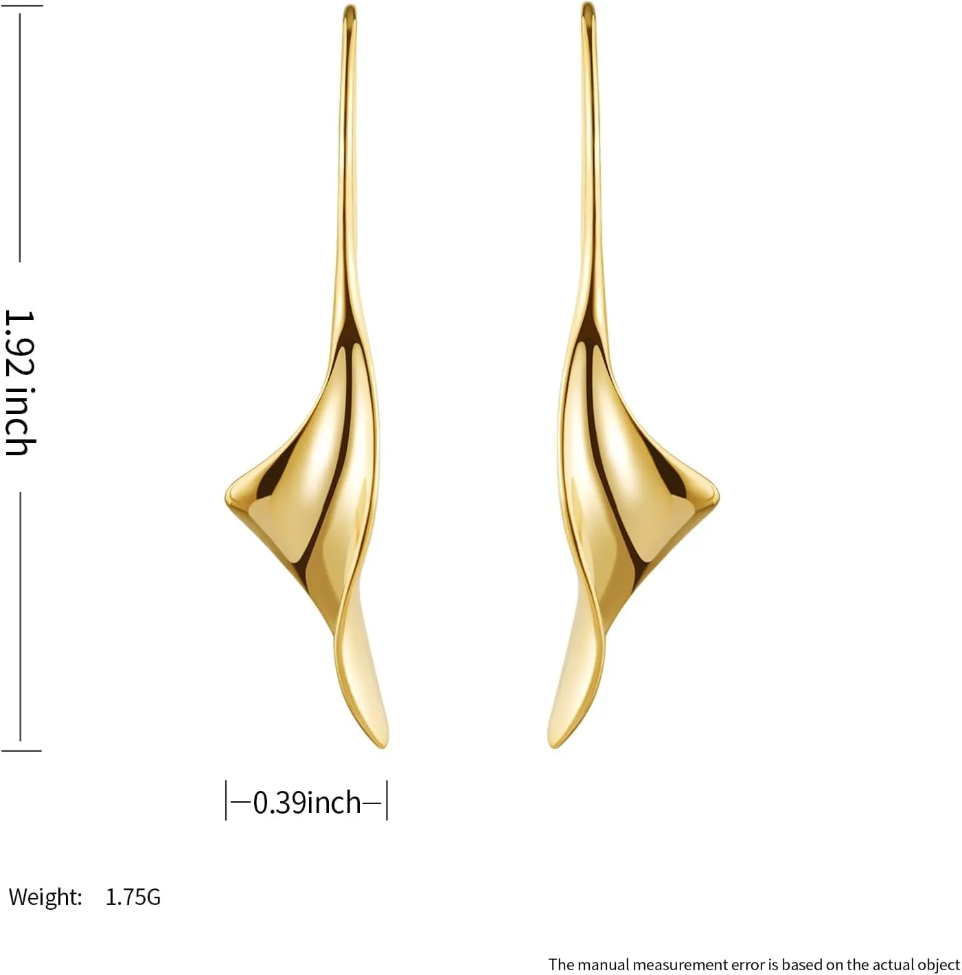 14K Gold Hoop Earrings for Women, Hypoallergenic Spiral Threader Gold Plated Dangle Earrings Fashion JewelryGift for Women