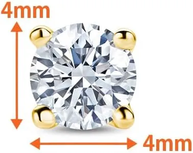 18K Gold Plated/ 925 Sterling Silver Earrings for Women Moissanite Lab Diamonds 0.20ct 4-Prong Studs Hypoallergenic Earrings for Men/Women, Ear Piercing Woman's Jewelry Delivered in Jewelry Box
