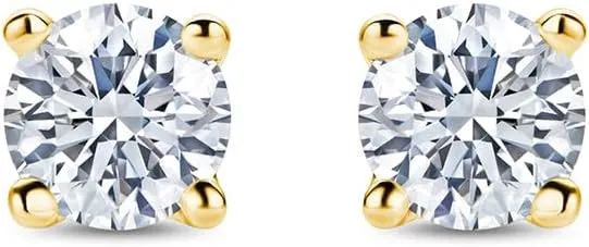 18K Gold Plated/ 925 Sterling Silver Earrings for Women Moissanite Lab Diamonds 0.20ct 4-Prong Studs Hypoallergenic Earrings for Men/Women, Ear Piercing Woman's Jewelry Delivered in Jewelry Box
