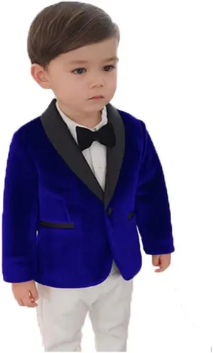 2024 Little Boy Velvet Toddler Blazers for Boy Children Kids Shawl Lapel Jacket STTZJK001