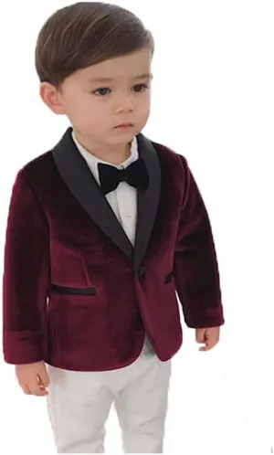 2024 Little Boy Velvet Toddler Blazers for Boy Children Kids Shawl Lapel Jacket STTZJK001