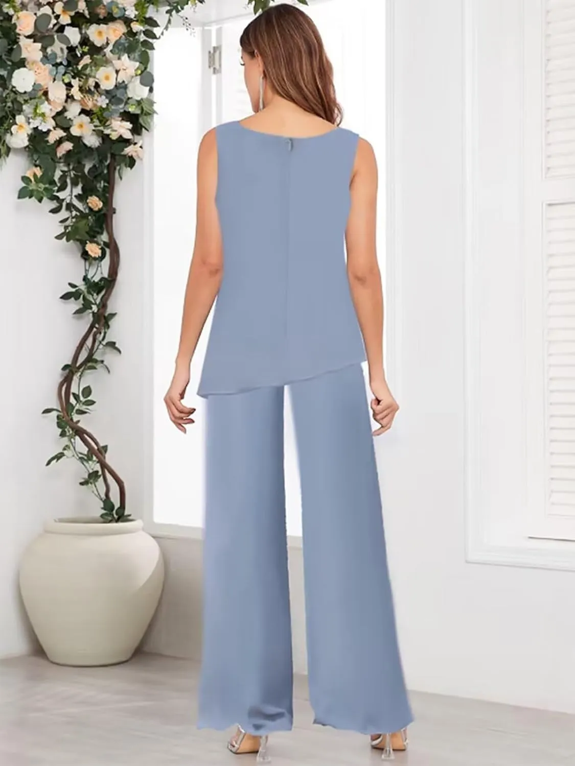 3 Piece Mother of The Bride Pant Suits for Wedding Chiffon Jackets Formal Pantsuits for Women Dressy