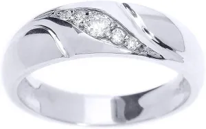 .925 Sterling Silver 1/7 Cttw Diamond Graduated 5-Stone Swirl Set Wedding Band (J-K Color, I1-I2 Clarity) - Size 10