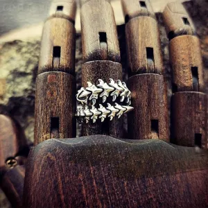 925 Sterling Silver Retro Alloy Geometric Spine, Male and Female Centipede Shaped keel Ring with Adjustable Opening Jewelry-Making-Patterns
