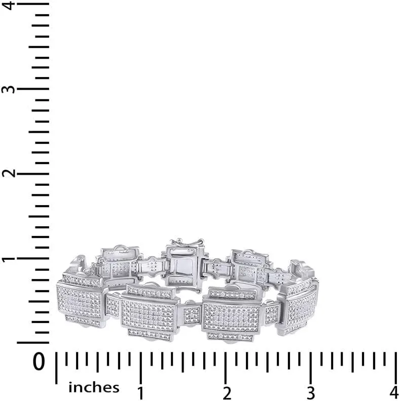AFFY 1 1/4 Carat Round White Natural Diamond Men's Bracelet In 14k Gold Plated Jewelry (Clarity : I2-I3, Color : I-J, 1.25 Cttw) Gift For Him