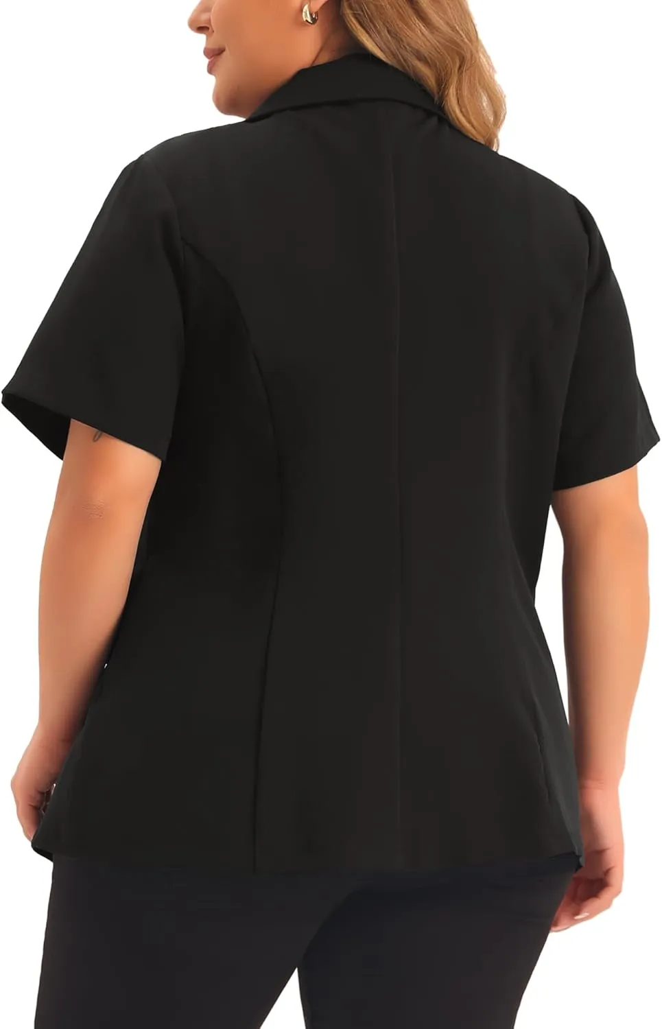 Agnes Orinda Plus Size Casual Blazers for Women Short Sleeve Notched Lapel Button Work Office Blazer Suit Jacket