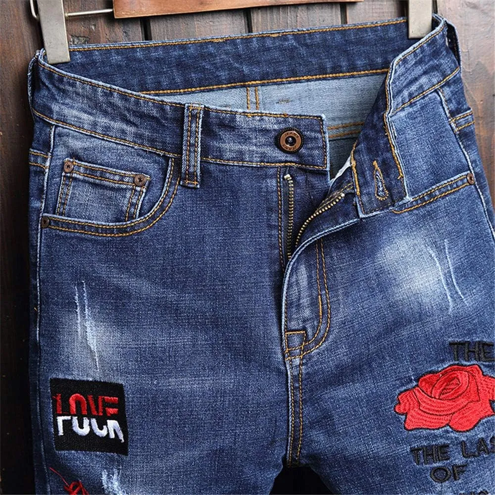 AITITIA Men's Ripped Regular Fit Jeans