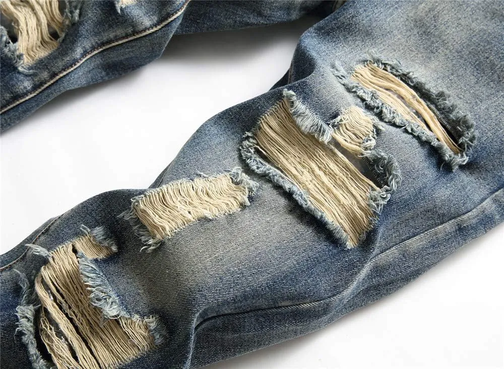 AITITIA Men's Ripped Regular Fit Jeans