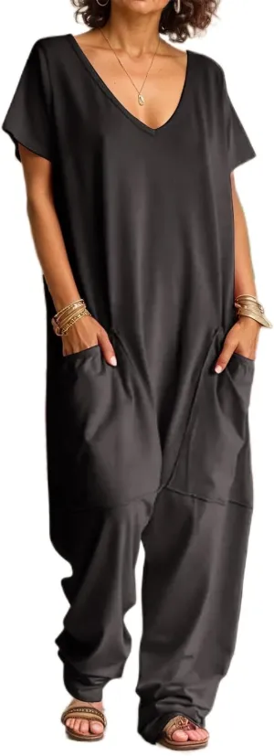 Akivide Women's Casual Loose One Piece Jumpsuits Summer Outfits Wide Leg Harem Pants Romper Overalls with Pockets