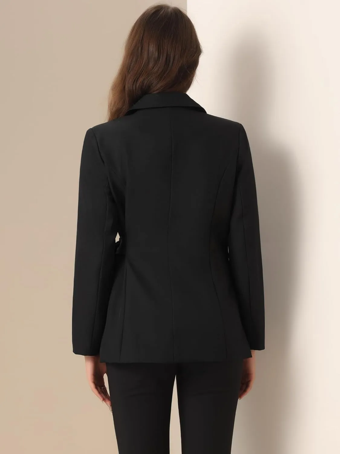 Allegra K Casual Belted Blazer for Women's Lapel Long Sleeve Work Office Wrap Blazer Jackets