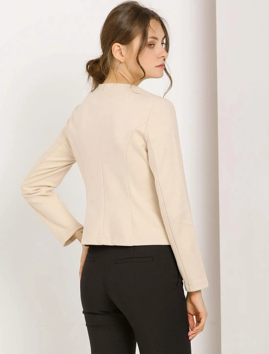 Allegra K Women's Blazers Casual Jackets Long Sleeve Button Down Cropped Blazer Work Office Business Jacket