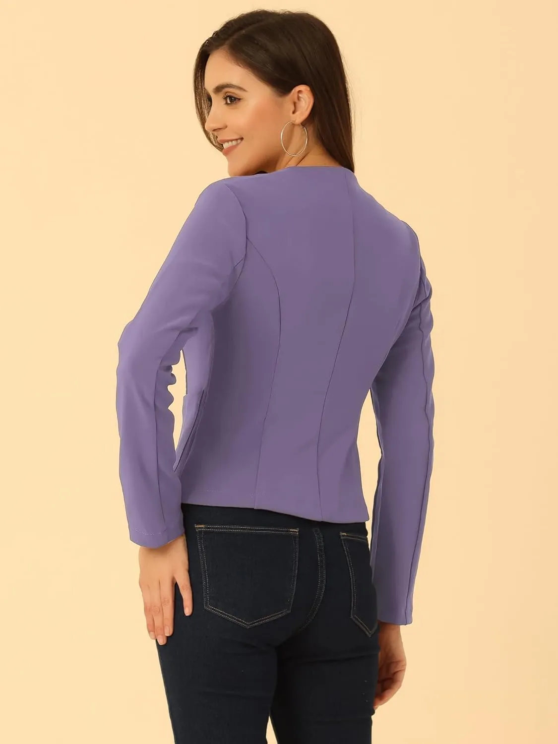 Allegra K Women's Blazers Casual Jackets Long Sleeve Button Down Cropped Blazer Work Office Business Jacket
