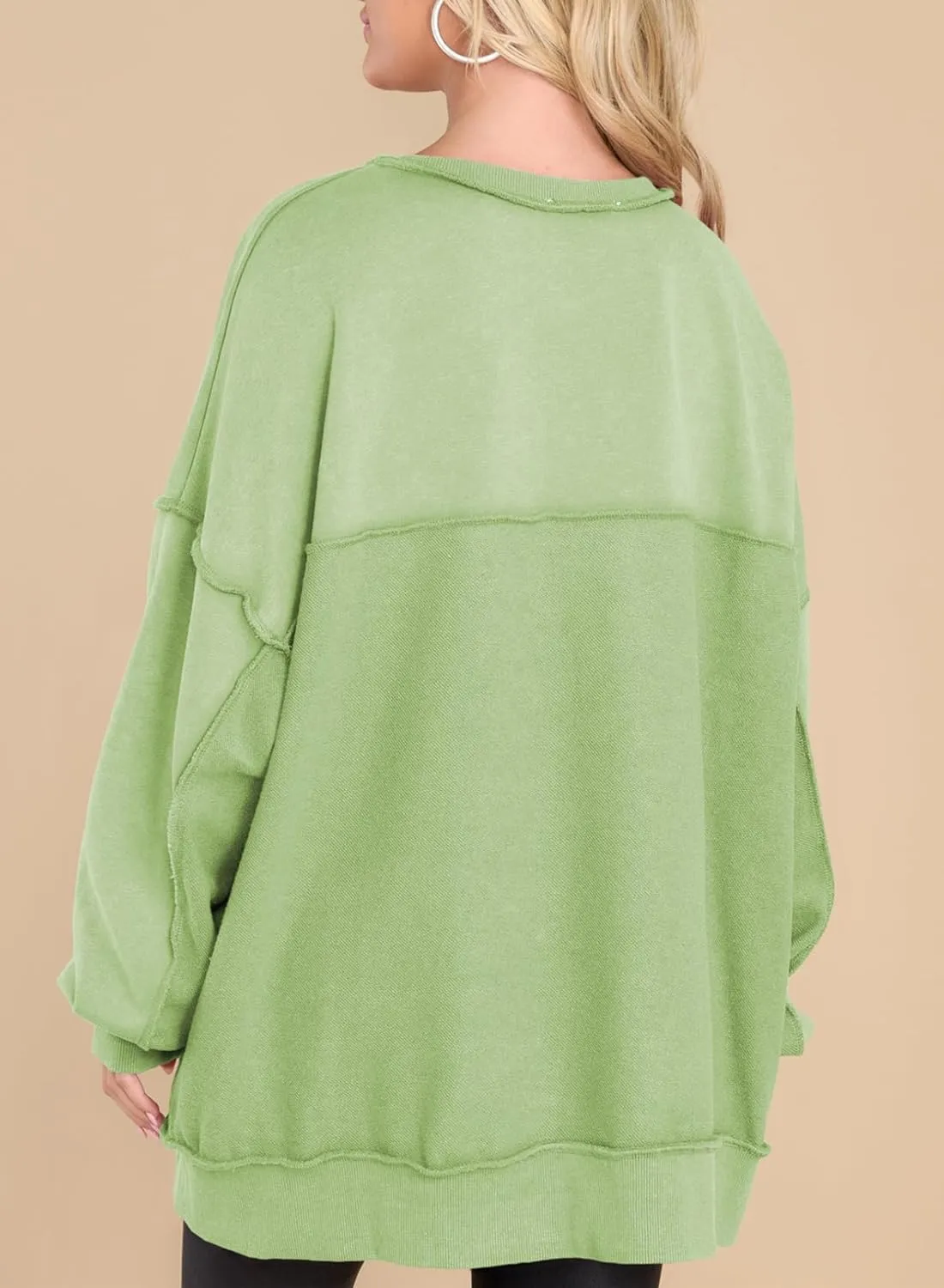 AlvaQ Women's Oversized Sweatshirt Casual Long Sleeve Button Henley Neck Pullover Tunic Tops Outfits