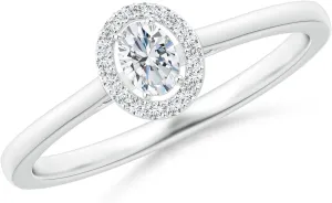Angara Lab Grown Oval Diamond Halo Engagement Ring in Silver / 14K Solid Gold/Platinum | April Birthstone, Birthday, Anniversary, Wedding Jewelry Gift for Women