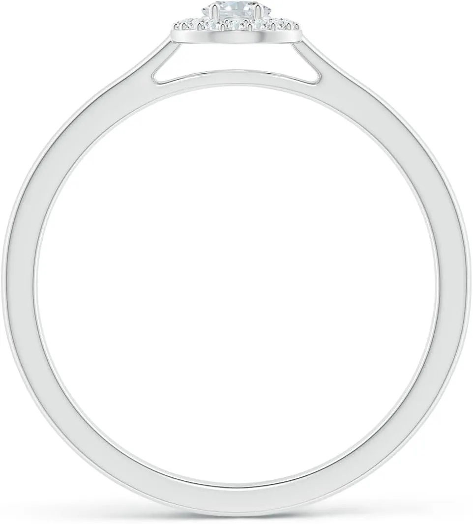 Angara Lab Grown Oval Diamond Halo Engagement Ring in Silver / 14K Solid Gold/Platinum | April Birthstone, Birthday, Anniversary, Wedding Jewelry Gift for Women