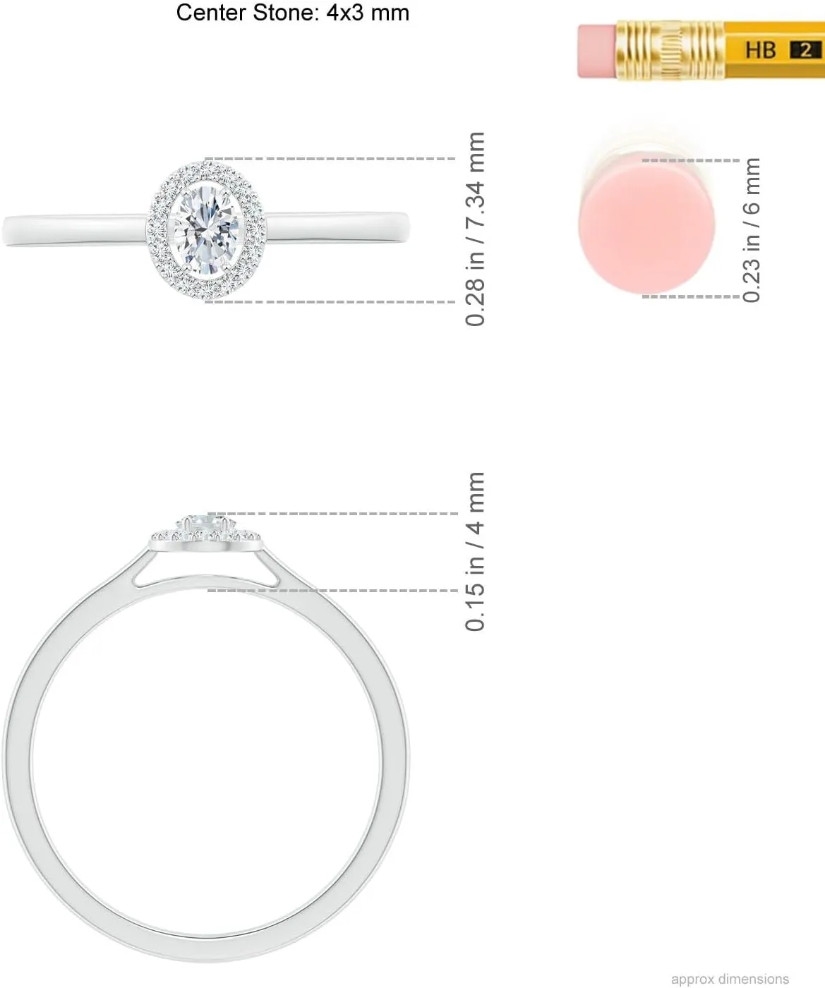 Angara Lab Grown Oval Diamond Halo Engagement Ring in Silver / 14K Solid Gold/Platinum | April Birthstone, Birthday, Anniversary, Wedding Jewelry Gift for Women