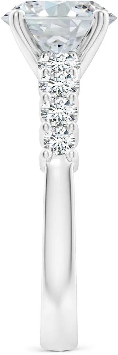 Angara Lab Grown Solitaire Oval Diamond Graduated Engagement Ring in Silver / 14K Solid Gold/Platinum | April Birthstone, Birthday, Anniversary, Wedding Jewelry Gift for Women