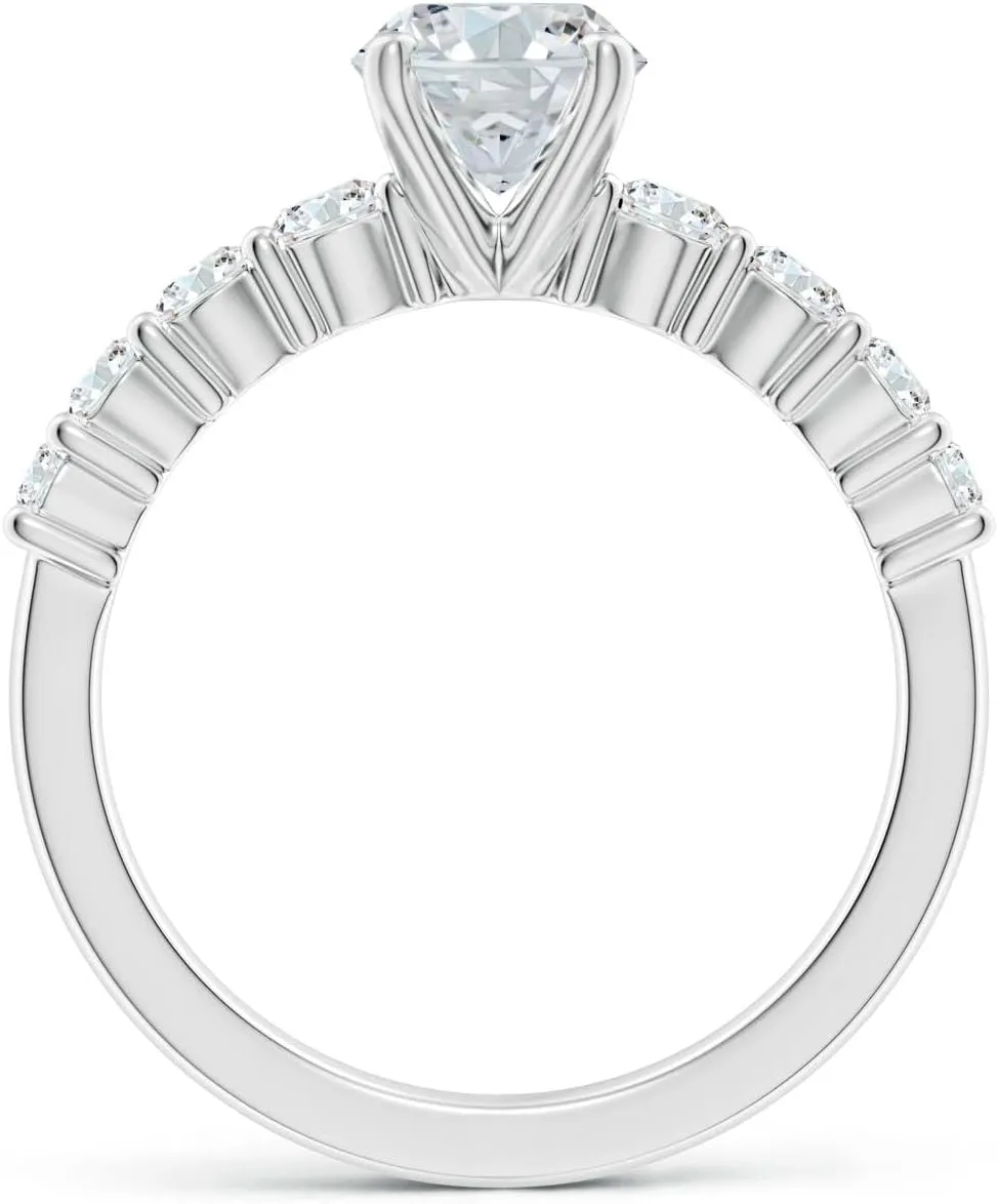 Angara Lab Grown Solitaire Oval Diamond Graduated Engagement Ring in Silver / 14K Solid Gold/Platinum | April Birthstone, Birthday, Anniversary, Wedding Jewelry Gift for Women