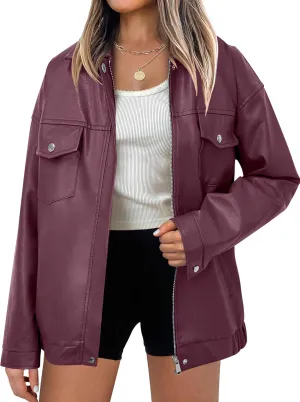 ANRABESS Women Oversized Faux Leather Jackets Fall Fashion Zip Up Motorcycle Coats Winter 2025 Spring Outfits Clothes