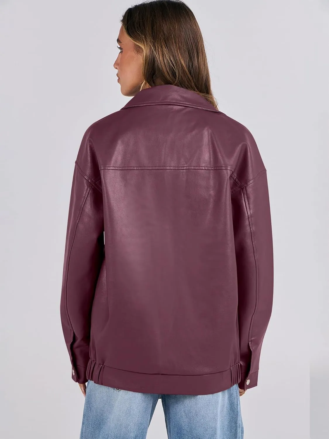 ANRABESS Women Oversized Faux Leather Jackets Fall Fashion Zip Up Motorcycle Coats Winter 2025 Spring Outfits Clothes