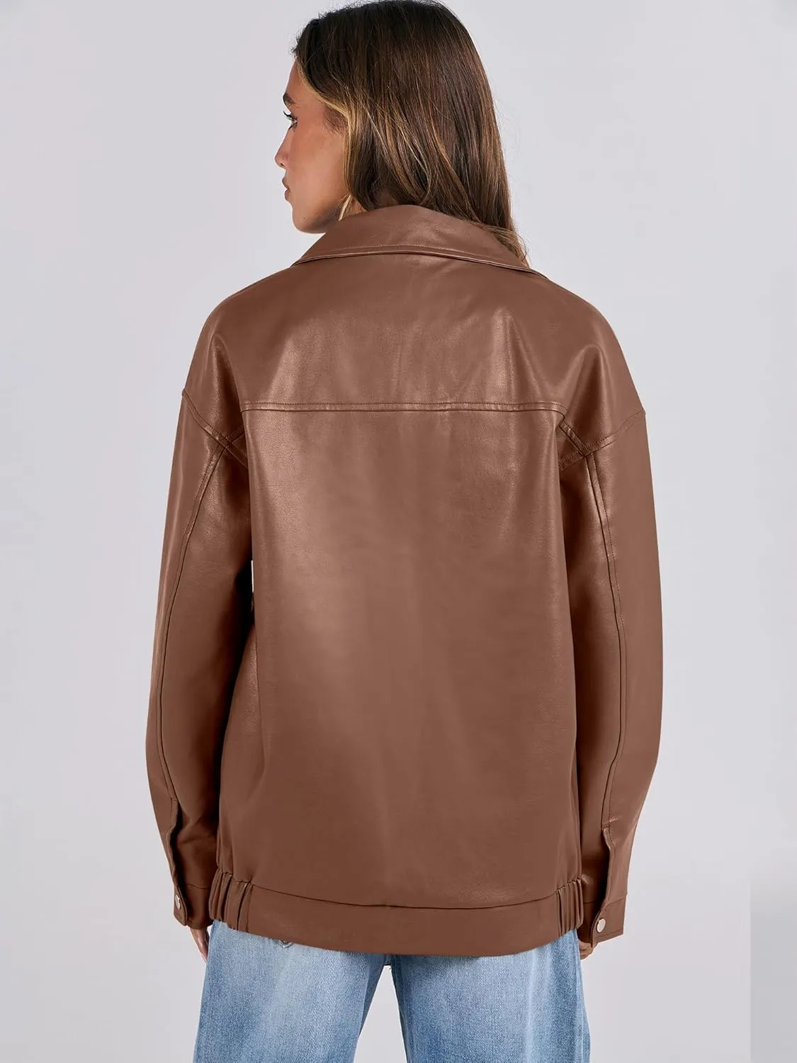 ANRABESS Women Oversized Faux Leather Jackets Fall Fashion Zip Up Motorcycle Coats Winter 2025 Spring Outfits Clothes