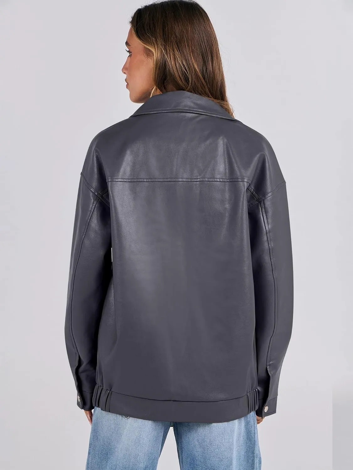 ANRABESS Women Oversized Faux Leather Jackets Fall Fashion Zip Up Motorcycle Coats Winter 2025 Spring Outfits Clothes