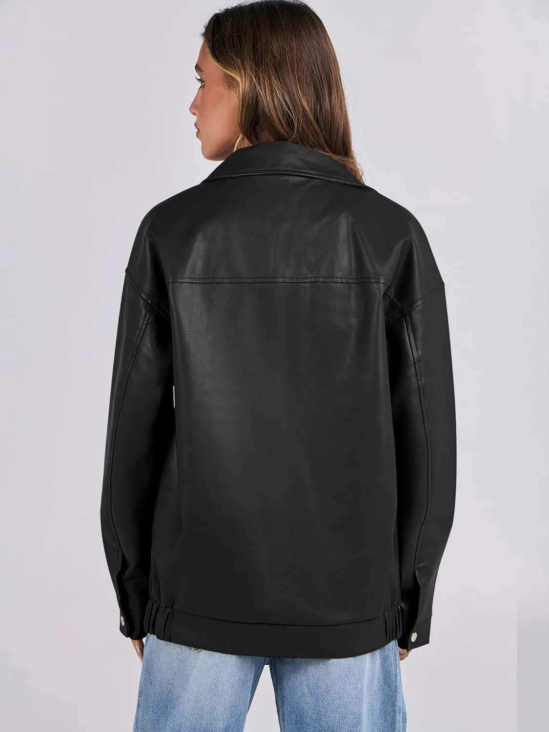ANRABESS Women Oversized Faux Leather Jackets Fall Fashion Zip Up Motorcycle Coats Winter 2025 Spring Outfits Clothes