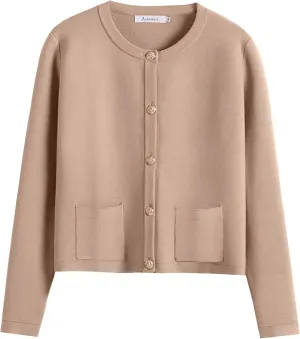 ANRABESS Women Striped Cardigan Sweaters Button Down Cropped Knit Lady Jackets Coat 2025 Fall Outfits Spring Trendy Clothes