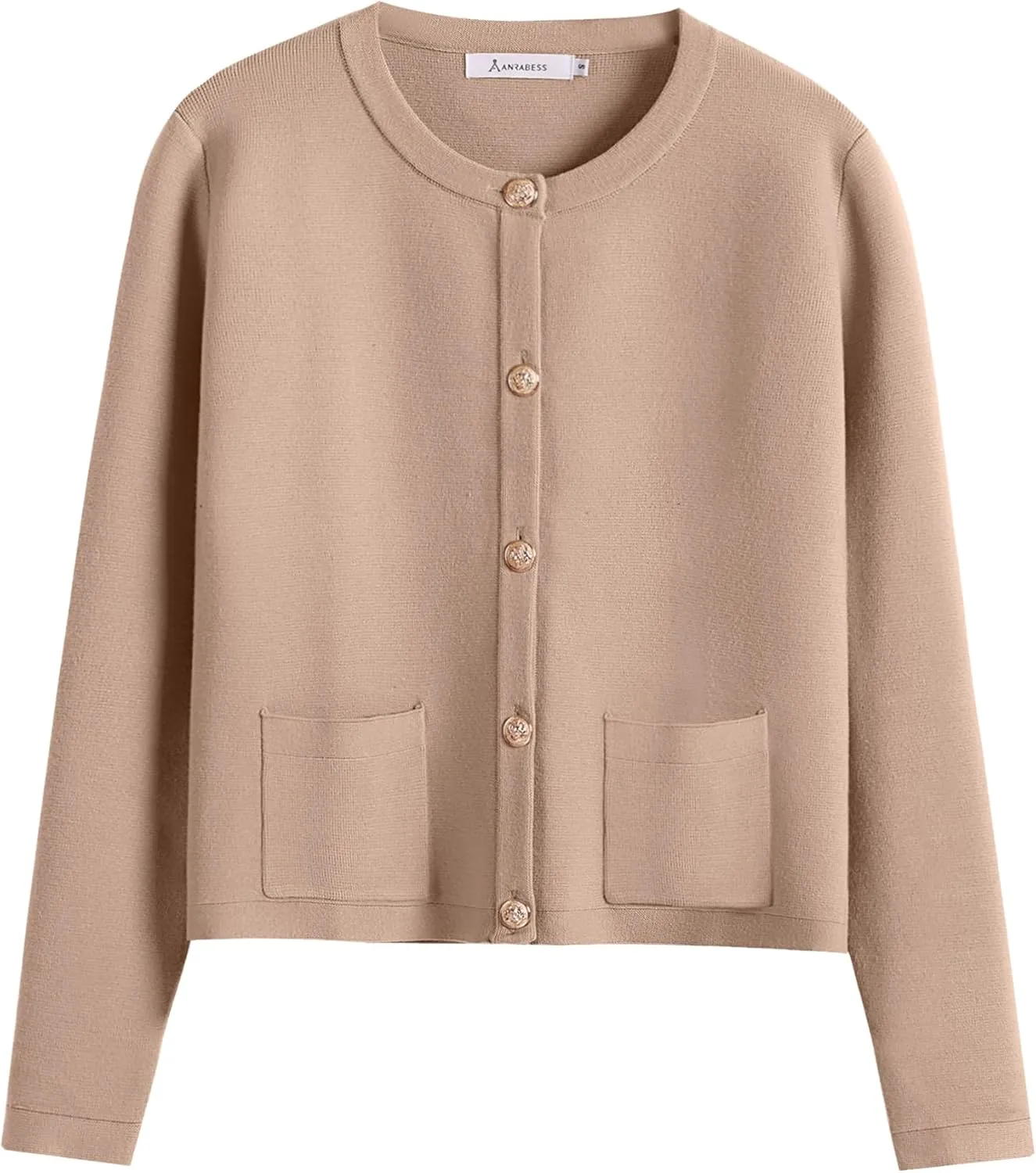 ANRABESS Women Striped Cardigan Sweaters Button Down Cropped Knit Lady Jackets Coat 2025 Fall Outfits Spring Trendy Clothes