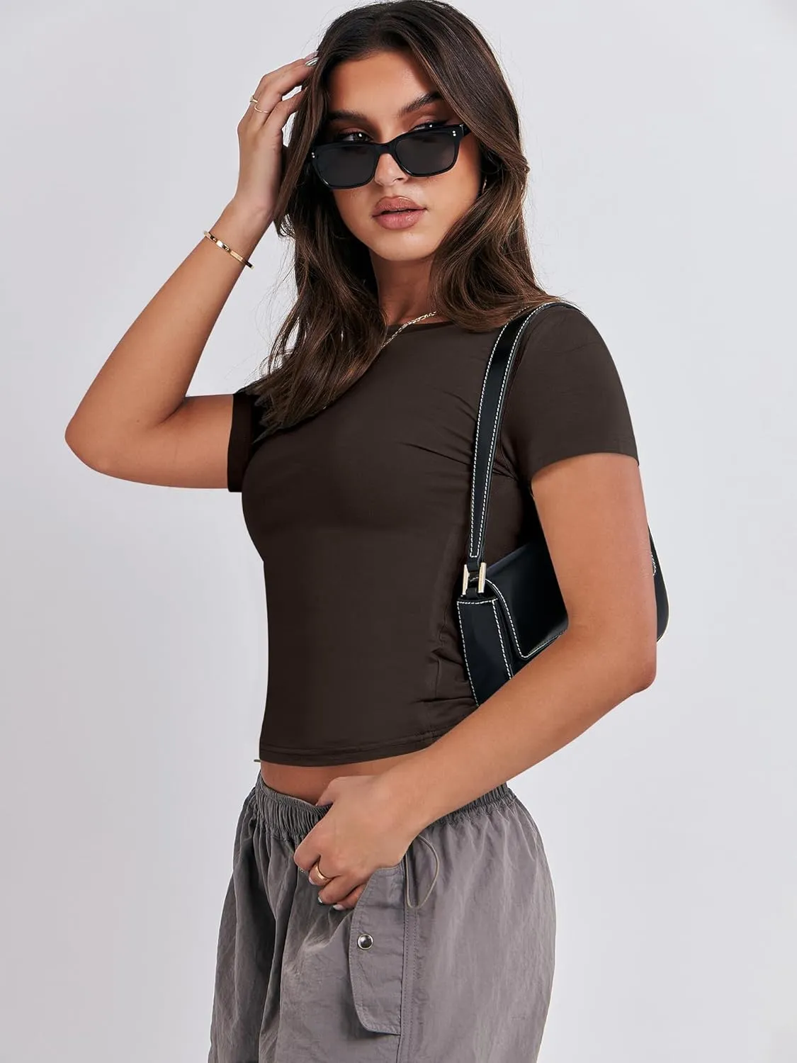 ANRABESS Womens 3 Pack Short Sleeve Shirts 2025 Crop Tops Tight Fitted Basic Tees Workout T Shirts Y2k Clothes Summer Outfit