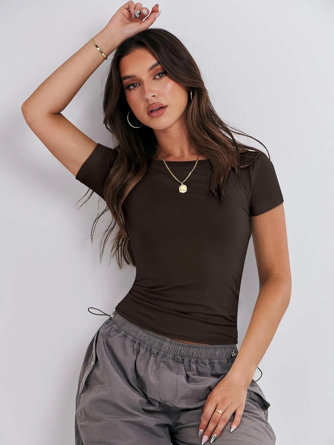 ANRABESS Womens 3 Pack Short Sleeve Shirts 2025 Crop Tops Tight Fitted Basic Tees Workout T Shirts Y2k Clothes Summer Outfit