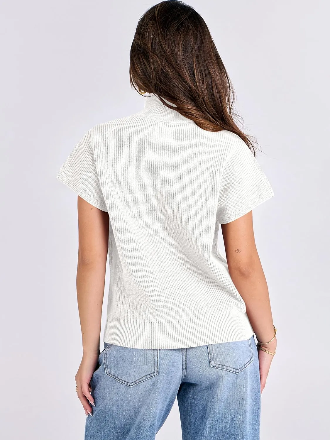 ANRABESS Womens Short Sleeve Sweaters V Neck Button Down Pullover Sweater Tops Loose Casual Knit 2025 Summer Outfits