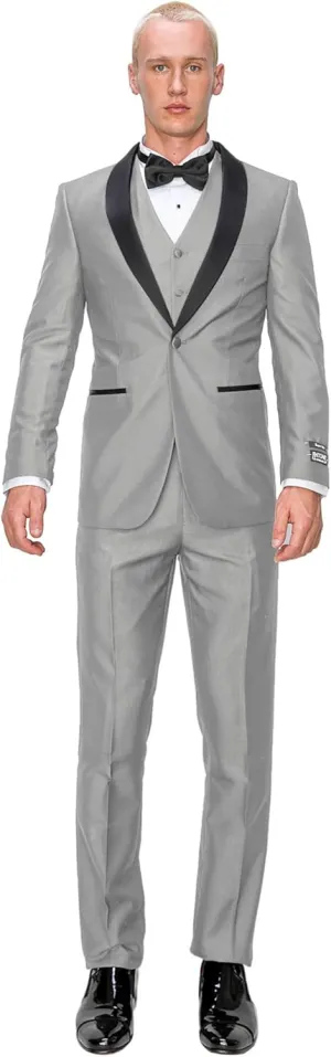 Antonio Uomo Mens Suit Set  Slim Fit Tuxedo Blazer Solid Jacket Vest Pants Formal Business Wedding Party Prom Dress Suits