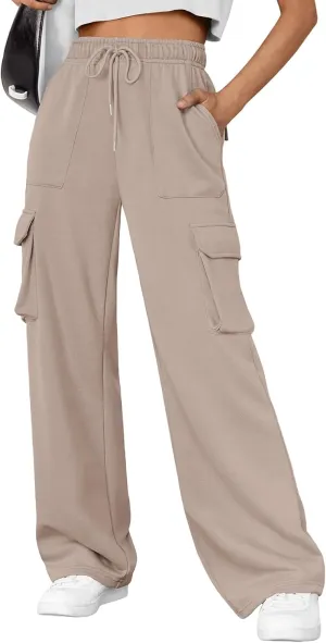 AUTOMET Womens Sweatpants Wide Leg Cargo Pants Fall Fashion Outfits Sweats Baggy Winter Clothes Parachute Joggers