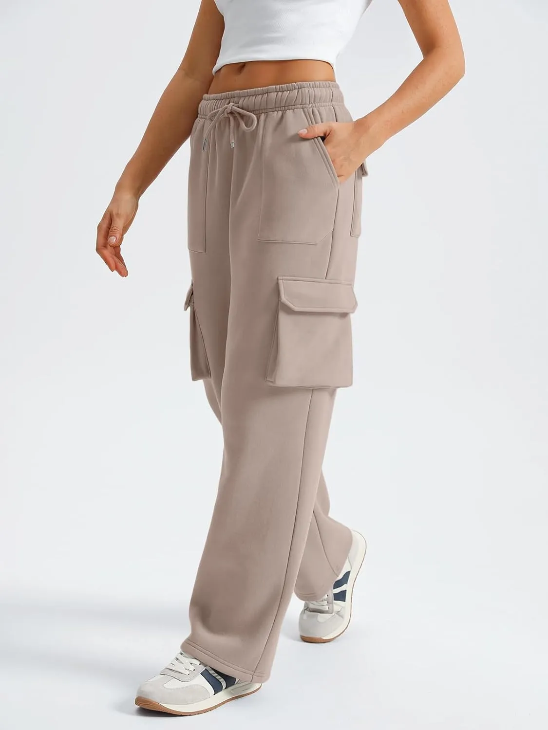 AUTOMET Womens Sweatpants Wide Leg Cargo Pants Fall Fashion Outfits Sweats Baggy Winter Clothes Parachute Joggers