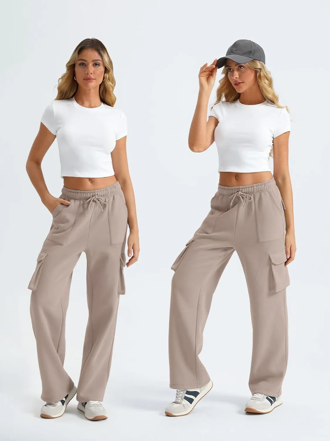 AUTOMET Womens Sweatpants Wide Leg Cargo Pants Fall Fashion Outfits Sweats Baggy Winter Clothes Parachute Joggers