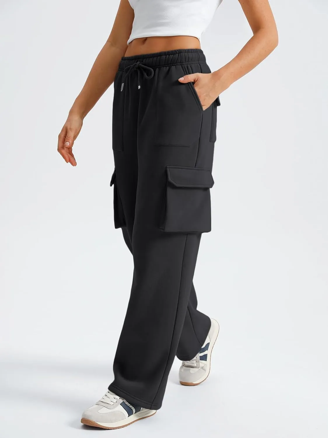 AUTOMET Womens Sweatpants Wide Leg Cargo Pants Fall Fashion Outfits Sweats Baggy Winter Clothes Parachute Joggers