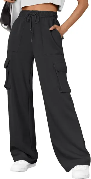 AUTOMET Womens Sweatpants Wide Leg Cargo Pants Fall Fashion Outfits Sweats Baggy Winter Clothes Parachute Joggers