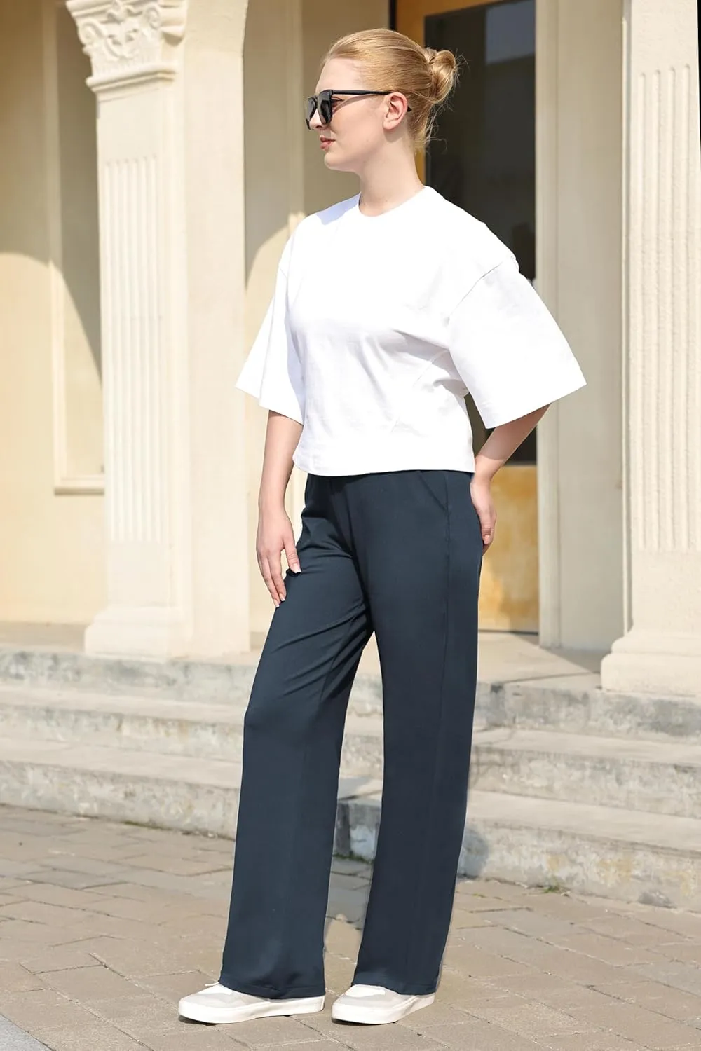 Bamans Dress Pants Women Bootcut Flare Leggings High Waisted Work Business Office Trousers Yoga Slacks with Pockets