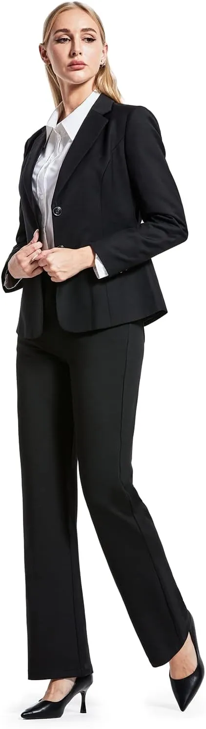 Bamans Dress Pants Women Work Wide Leg Pants Business High Waisted Black Trousers Casual Office Ladies Slacks