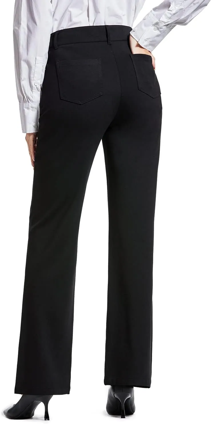 Bamans Dress Pants Women Work Wide Leg Pants Business High Waisted Black Trousers Casual Office Ladies Slacks