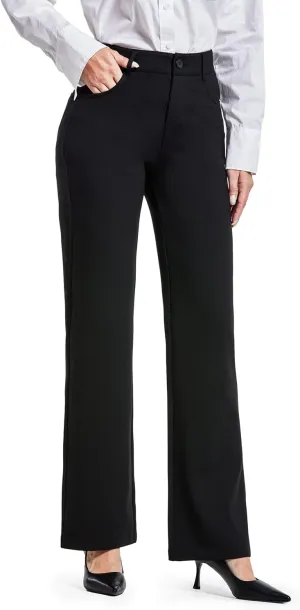 Bamans Dress Pants Women Work Wide Leg Pants Business High Waisted Black Trousers Casual Office Ladies Slacks
