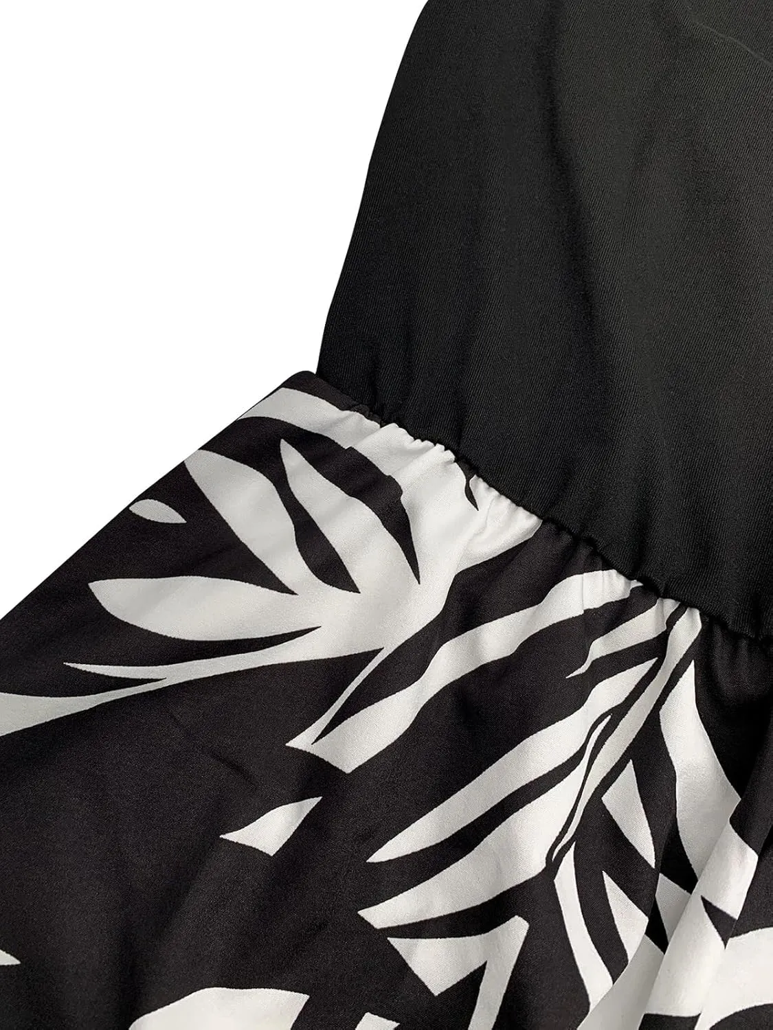 BARASA Women's Summer Leaf Print Hanging Neck Jumpsuit Vacation Beaches Backless Wide Leg Jumpsuit S631