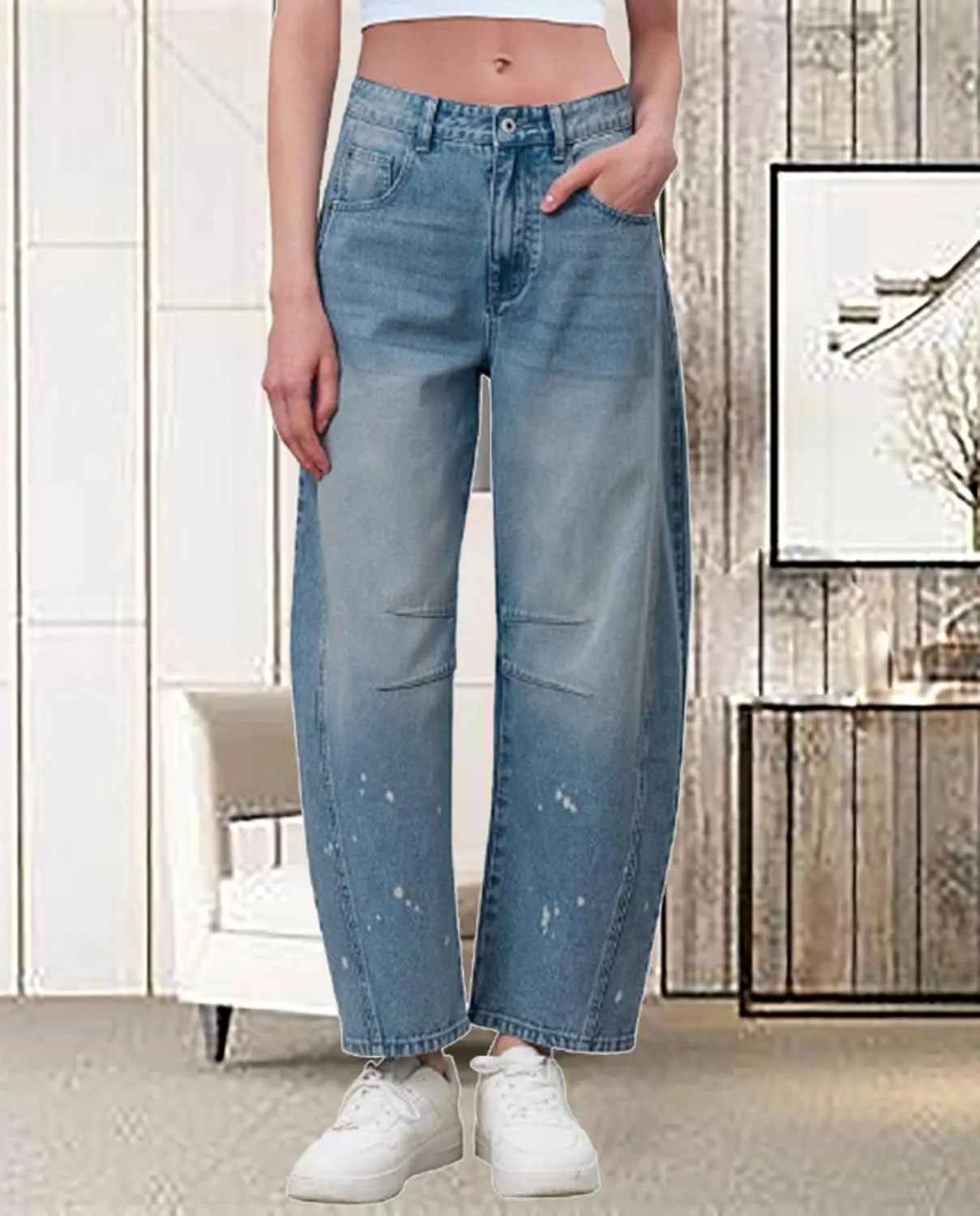 Barrel Jeans Women Baggy Boyfriend Jeans for Women y2k Cargo Wide Leg High Waist Midrise Button Fly 2024 Fall