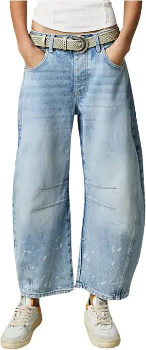 Barrel Jeans Women Baggy Boyfriend Jeans for Women y2k Cargo Wide Leg High Waist Midrise Button Fly 2024 Fall