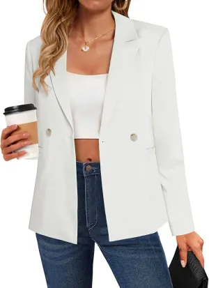 Belle Poque Women Business Casual Blazer Long Sleeve Lapel Button Work Blazer with Pockets