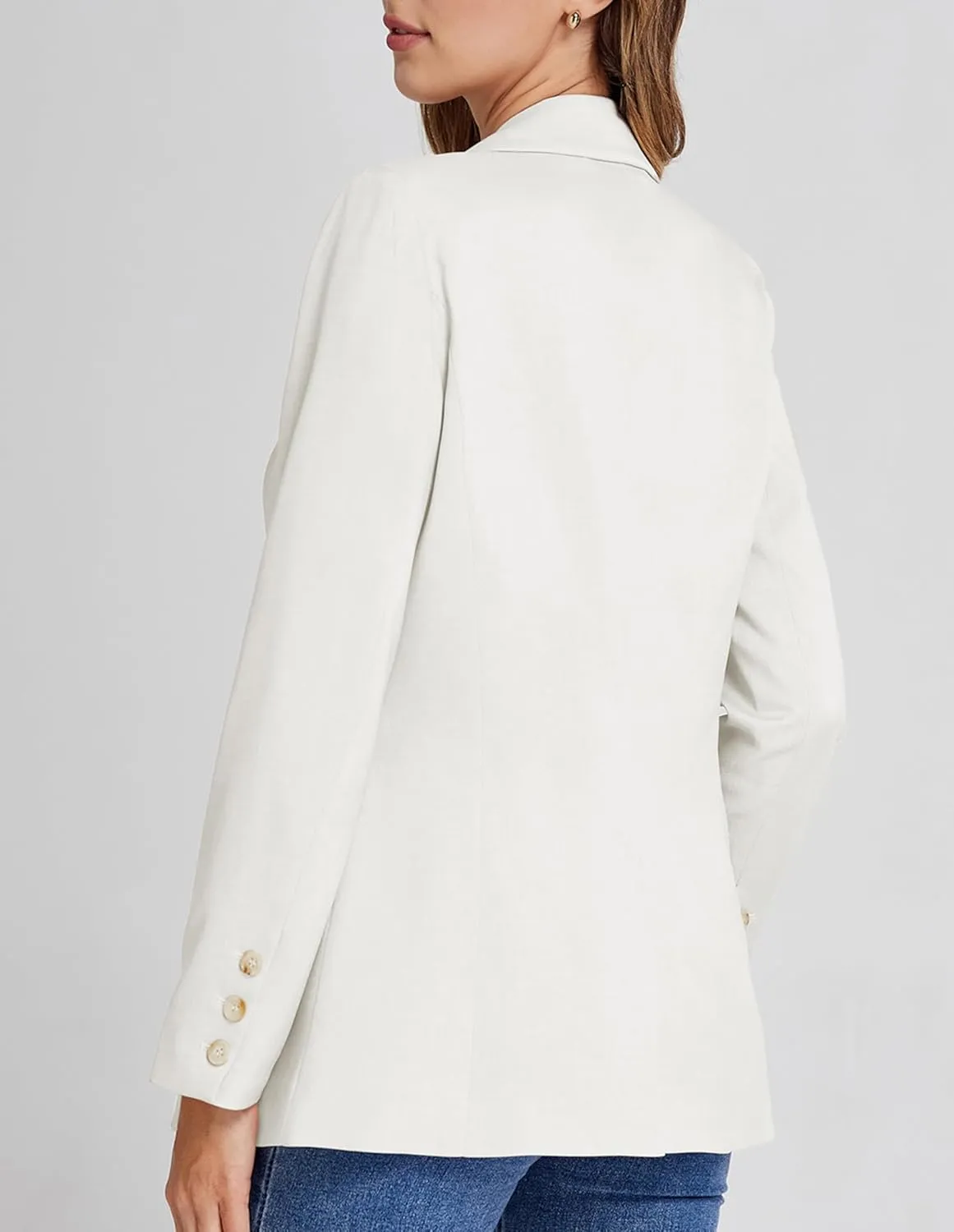 Belle Poque Women Business Casual Blazer Long Sleeve Lapel Button Work Blazer with Pockets