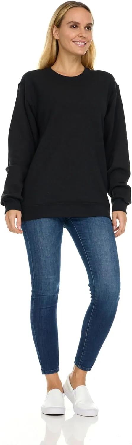 BILLIONHATS 12 Pack Womens Oversized Crew Neck Sweatshirt, Fleece Lined, Bulk Wholesale Sweatshirts for Charities & Events
