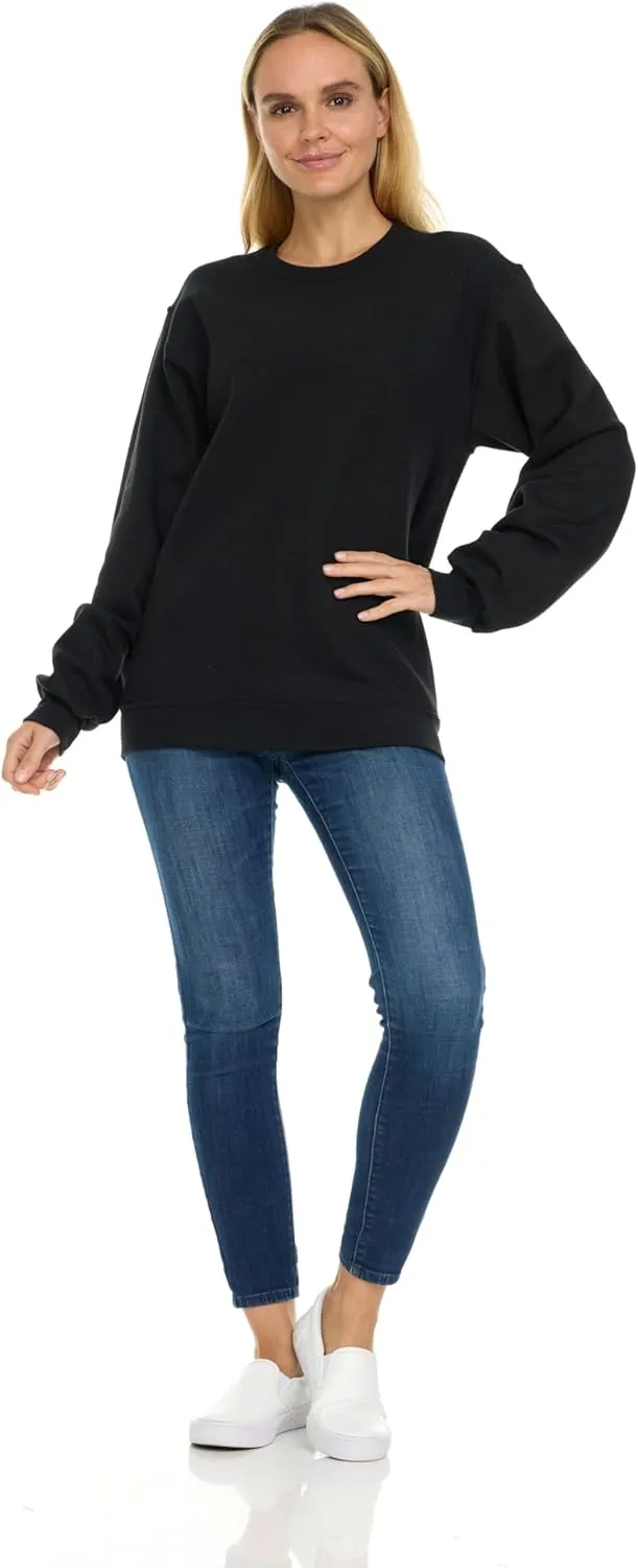 BILLIONHATS 12 Pack Womens Oversized Crew Neck Sweatshirt, Fleece Lined, Bulk Wholesale Sweatshirts for Charities & Events