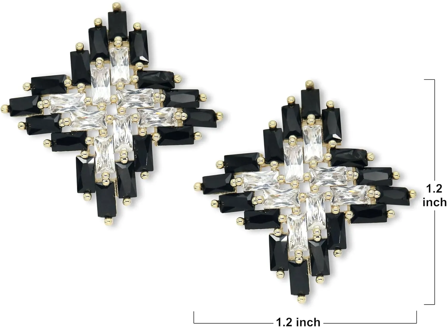 Black White Earrings for Women Sparkly Geometric Dangle Drop Statement Jewelry
